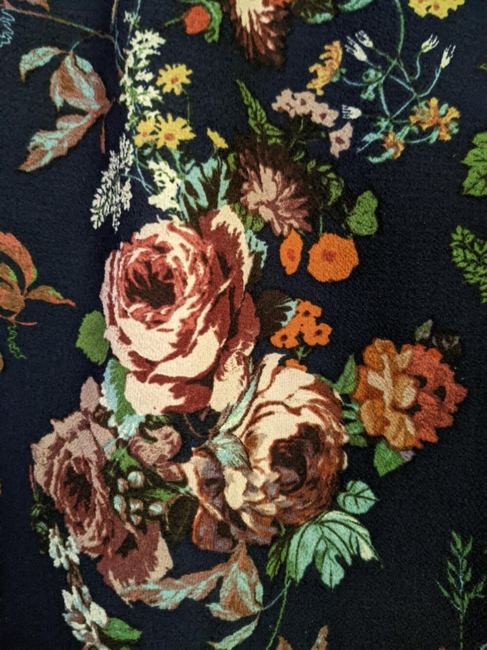 Very PRETTY Versatile Navy/Floral Blouse by MOIETY, Sz M - Picture 4 of 5